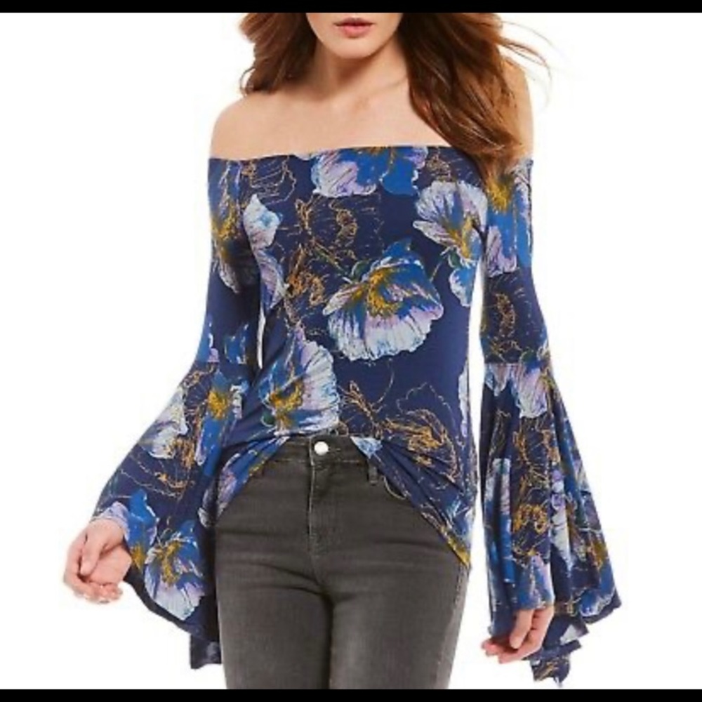 Free People Índigo Birds if Paradise Top